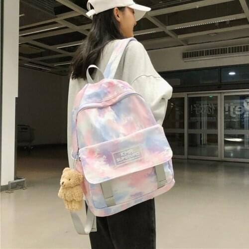Pupil Trendy Gradient Color Women Backpack Female Waterproof School Backpacks for Teens Cute Large Capacity Shoulder Travel Bags