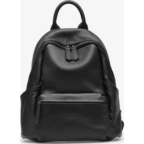 100% Soft Genuine Leather Backpacks Women Casual Cowhide Leather Backpack For Girls Travel Bag Black Classic Designer Back Pack