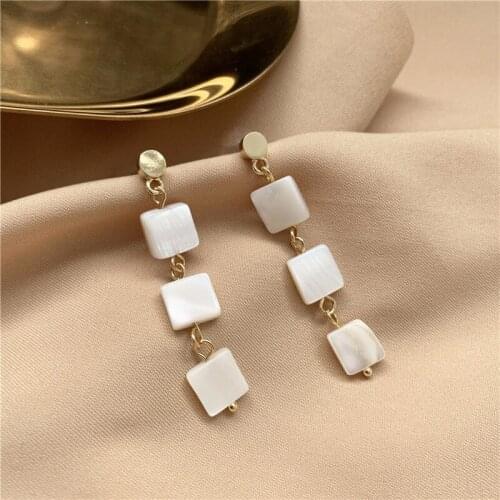 2019 autumn and winter design Korean earrings new shell stitching tassel earrings fashion jewelry temperament gift for women