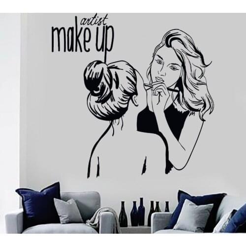 Vinyl Wall Decal Make Up Artist Wall Sticker Cosmetic Beauty Salon Decor Wall Mural Removable Make Up Shop Wall Poster AY903