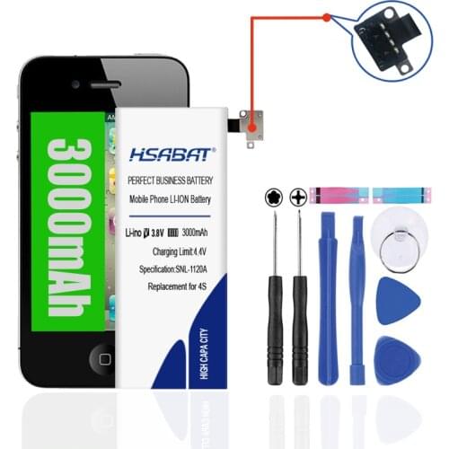 HSABAT 3000mAh Built-in 0 Cycle Battery for iphone 4S for iphone4S Replacement Batteries Bateria free tools+Sticker
