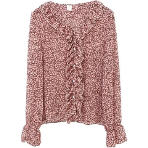 Vy1221 2021 spring summer autumn new women fashion casual chiffon shirt woman female OL vintage long sleeve flower shirt women