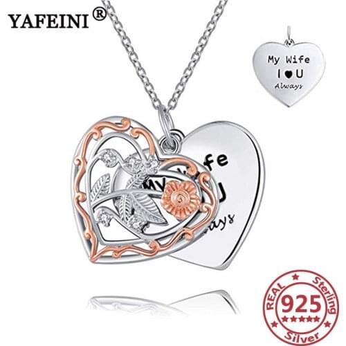 YAFEINI 925 Sterling Silver Heart Pendant Necklaces Hollow Two Layers Womans S925 Jewelry Valentines Day Gift Anniversary Gift