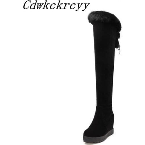 Women Boots Autumn winter New style fashion Grind Internal increase long and tube-shaped Over the knee Cashmere thickening Boots