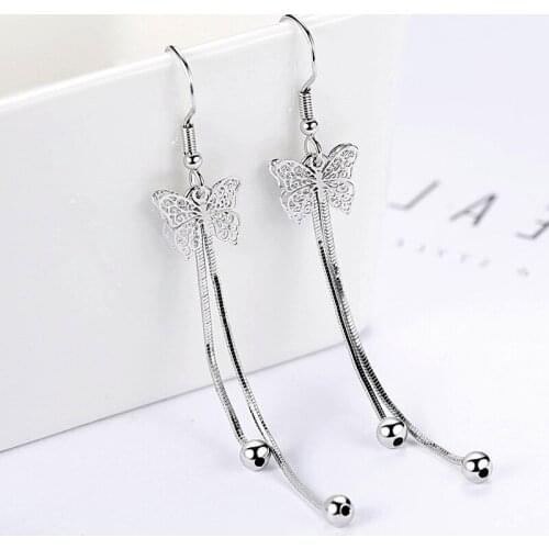 2019 New Fashion Women Drop Earring Hollow Butterfly Design Long Tassel Earring For Women Elegant Jewelry