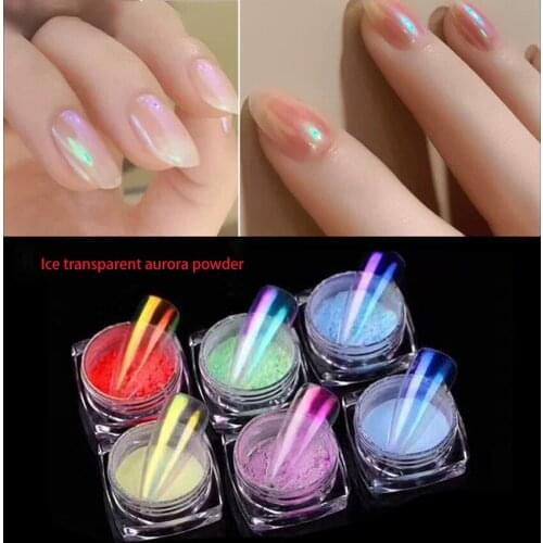 1pcs Aurora Nail Powder Nail color powder Mirror Effect Discoloration Pigment Dust Manicure Nail Art Decorations 6 colors