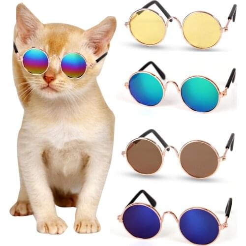 12 Colors Hot Selling Lovely Pet Cat Round Glasses Colorful Puppy Toy Sunglasses High Quality Fashion Funny Eyes Accessoires