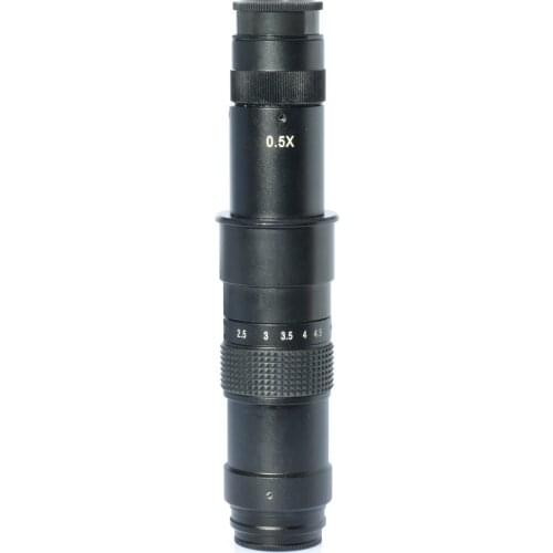 180X Microscope Camera Zoom Lens C-Mount 0.7X-4.5X Industrial Microscope Objective Lens 1X Barlow 0.5X Adaptor No Distortioin