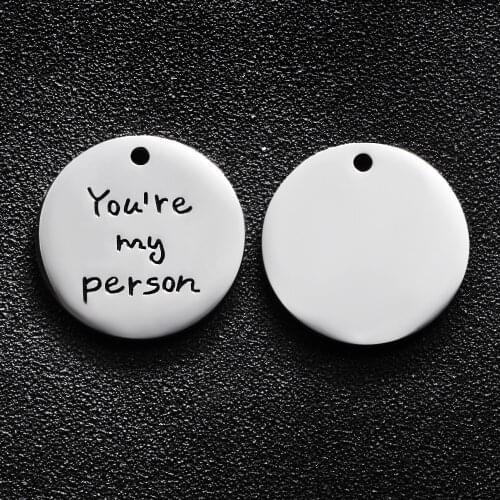2Pcs/lot Mirror Polished Stainless Steel You Are My Person Pendants For Making Women Men Necklaces Fashion Jewelry