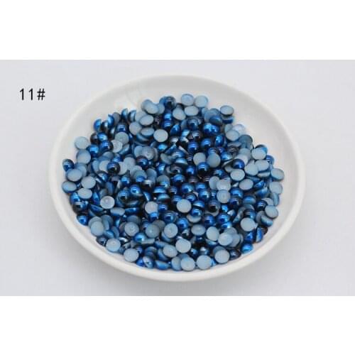3/4/5/6/8mm Dark Blue Colorful Half Round Imitation Pearls Flatback Scrapbook Beads DIY For Garment/Phone Case/Nail Making 11