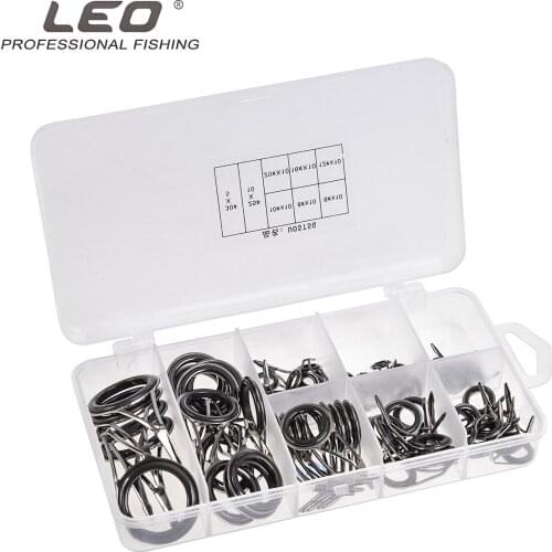 75pcs/box Leo Fishing Rod Guide Rings 27926 Stainless Steel Lure Guide Ring Suit Ceramic Inner Ring Fishing Accessories Pesca