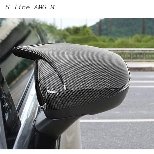Car styling Carbon fiber for Mercedes Benz A Class CLA C118 W177 rearview mirror frame door Horn Covers Sticker Trim accessories