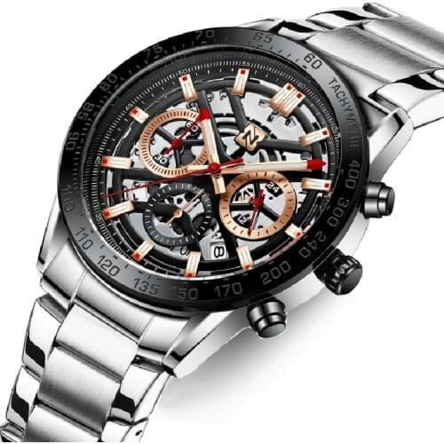 Mens Watches Top Brand Luxury Fashion Business Watch Stainless Steel Waterproof Wristwatch Relogio Masculino 2020 QW019
