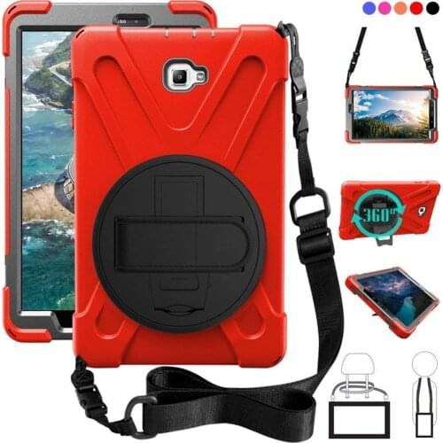 For samsung galaxy tab a 10.1 case T580, Heavy Duty Armor Cover With Hands Strap Shoulder Belt For Galaxy Tab A 10.1 T585 T580
