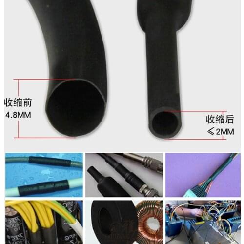 Black Polyolefin Shrinking 1.6-30mm Heat shrink 3 times Insulated Protector Relief Boot Cable Wire Sleeving Wiring Accessories