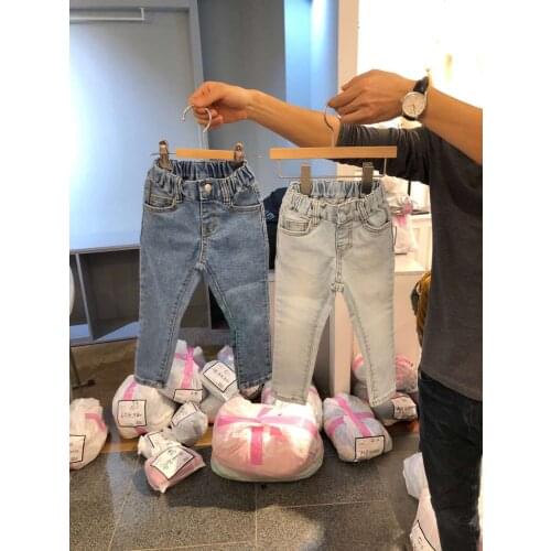 Girls Jeans Korean Casual Autumn High Quality Jeans for Boys Kids Pants Elastic Waist 2019 Toddler Baby Denim Pants 2-6 Years