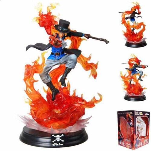 One Piece Action Figure GK Anime Flame Sabo 33cm Pvc Model Collection Toy Over Size Exquisite Quality Desktop Decoration Doll