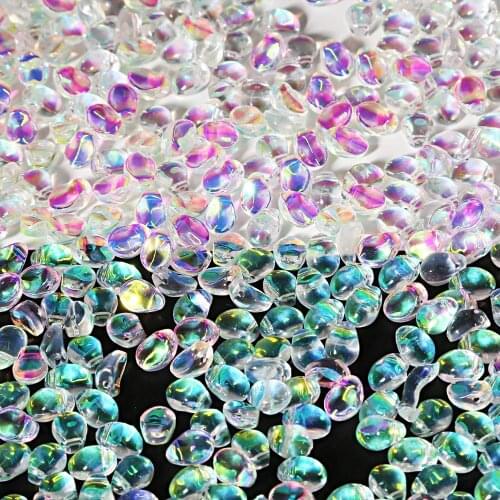50pcs 6x8mm Smooth Glass Bead Jewelry Findings DIY Crystal Tulip Petal Beads For Making Sewing Accessories Clothes Craft Supplie