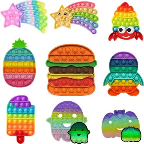 Big Size Narwhal Fidget Toy Rainbow Push Bubble Anti Stress Child Sensory Toys Popet Game To Relieve Autism Fidget Toys