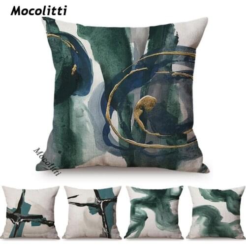 Nordic Classic Decoration Art Sofa Pillow Cases Sapphire Gray Gilding Growth Ring Gold Geometrics Marble Texture Cushion Cover