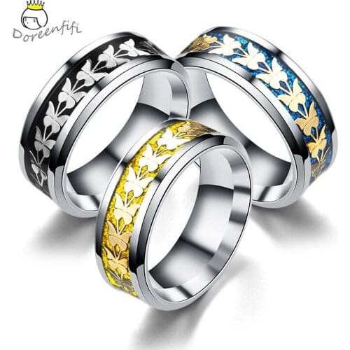 Fashion Titanium Punk Rock Carved Butterfly Ring 316L Stainless Steel Women Mens Rings Jewelry Size 6 7 8 9 10 11 12 13 Anillo