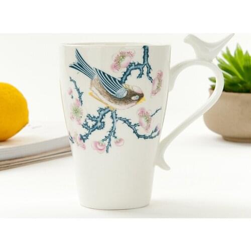 Bone China Robin Coffee Cup Porcelain Tea Set Advanced Mug Milk Tea Cup Set 350ml