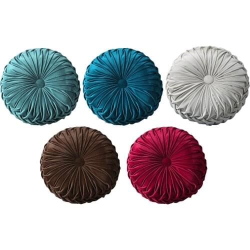 Round Velvet Sofa Throw Handcrafted Floor Pillow Cushion for Home Decor