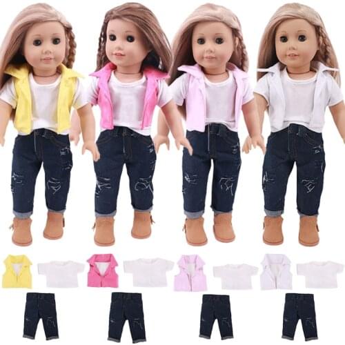 Doll Clothes 3 Piece Leather Jacket Shirt Fit 18 Inch American&43CM Reborn Baby Born Logan Boy Doll Girls Russia Gifts