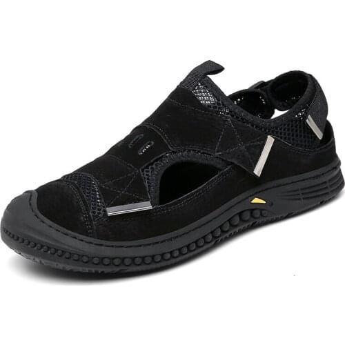 Summer 2021 New Fashion Genuine Leather Casual Men Sandals Men Hole Shoes Soft Non-Slip Comfortable Outdoor Sandalias