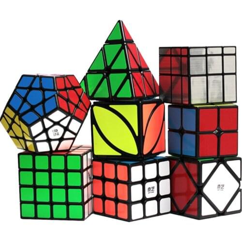 Magic Cube 8pcs Set Bundle 3x3 2x2 4x4 Magic Cube Carbon Fiber Stickerless Pyraminx Puzzle Cube Educational Toys Gifts for Kids