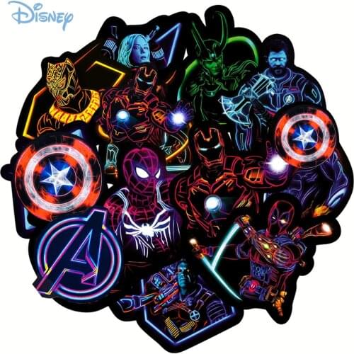 10-50PCS Marvel The Avengers Stickers Disney Spider-Man Iron Man Funny Anime Waterproof Laptop Skateboard Kids Graffiti Sticker