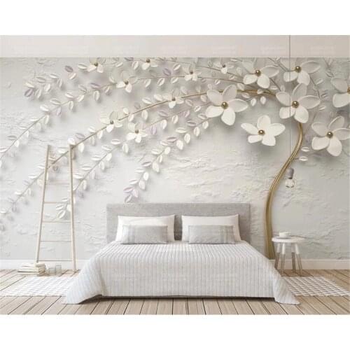 Custom wallpaper mural 3d embossed flower branches photo TV background wall home decoration living room bedroom 3d wallpaper