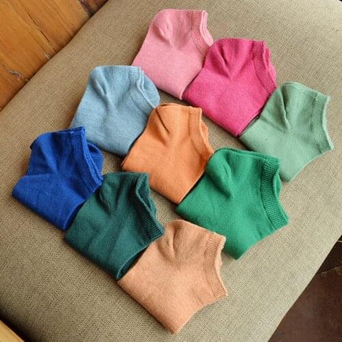 1 pair Random Caramella Spring Female Ship Socks Women Candy Color Thin Cotton Solid Color Female Boat Socks on Sale