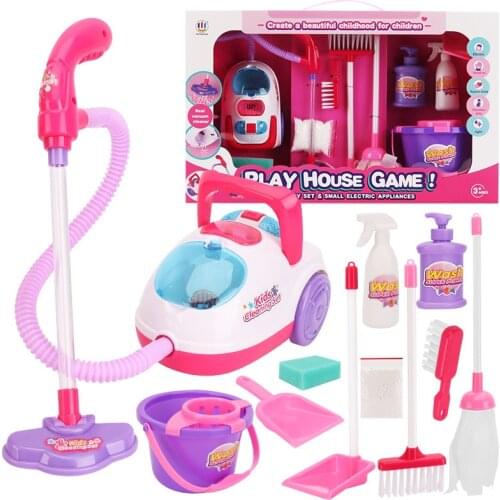 New Simulation Vacuum Cleaner Cart Toy Pretend Play Cleaning Toy Children Educational Furniture Toys Play House Cleaning Tools