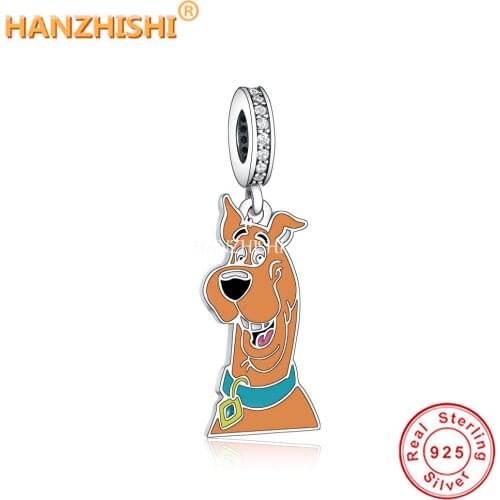 925 Sterling Silver Adorable Cartoon Dog Dnagle Charms Beads Fit Original Pandora Bracelet Necklace Jewelry Gift for Women Men