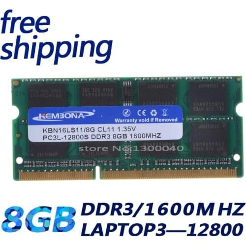 KEMBONA good price 1600Mzh 8GB 8G DDR3L PC3-12800L 1.35v KBA16LS11/8 Memory Ram Memoria for Laptop Computer Free Shipping