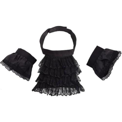 Man Vintage Costume Accessory White Black Victorian Renaissance Jabot Neck Ruff Ruffle Fake Collar