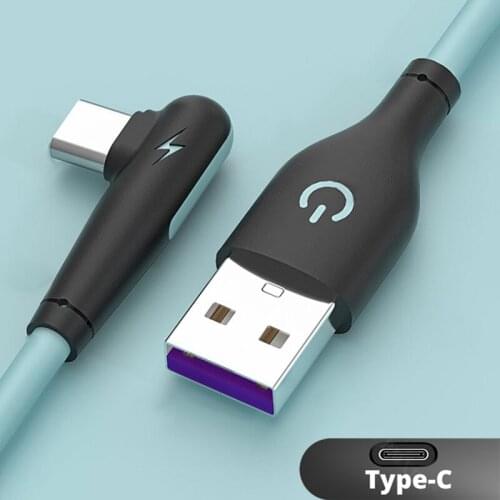 90 Degree Elbow USB Type C Cable 3A Fast Charging Data Cord For Huawei 12 Xiaomi 11 Mobile Phone USB C Quick Charge Charger Wire