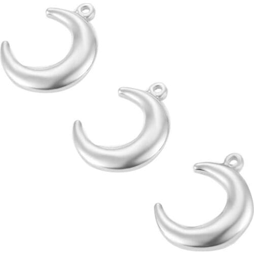 10pcs Moon Charms Stainless Steel Silver Color Pendant Findings Accessories DIY Choker Handmade Jewelry 2 Size