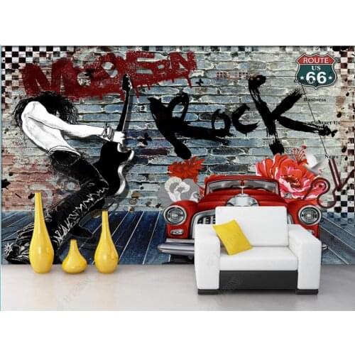 Custom photo mural 3d wallpaper Rock rock graffiti music car brick wall home decor living room wallpaper for walls 3 d in rolls
