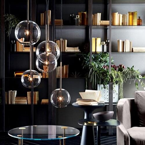 Postmodern creative glass ball pendant Lamps Modern Bedside Hanging Lamp LED Lighting Fixture Popular Suspension Lights LED