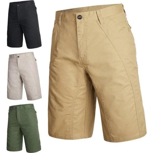 Summer Men Cargo Shorts Solid Color Mid Rise Men All Match Pockets Shorts Male Oversize Beach Cargo Shorts for Daily Wear 2021