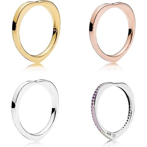 High-quality New Silver 925 Logo Colorful, Love Curve Ring Exquisite Simple Stacked Knot Original Womens Jewelry Gift