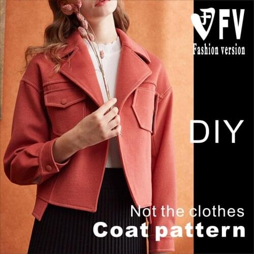 Ladies Falling Shoulder Short Denim Jacket Coat Pattern 1:1 Garment Cutting Structure Drawing BWT-72