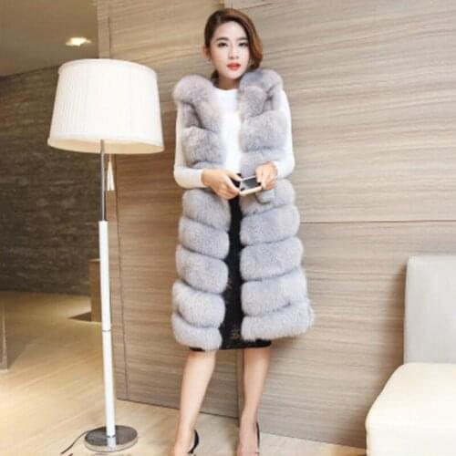 Woman Faux Fur Coats Autumn Female 2021 Fashion Casual Warm Long Sleeveless Fake Fur Vest Jackets Ladies Solid Outerwear Q278