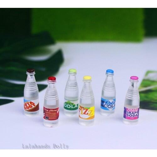 1/6 Scale Mini 6 Bottles of Soda Water Dollhouse Miniature Doll Food Drinks Play Kitchen Toy Accessories