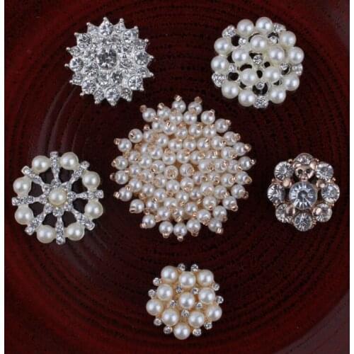 1 pcs/lot Flower Rhinestone Buttons Flatback Pearl Decoration Apparel Sewing Accessories DIY Craft
