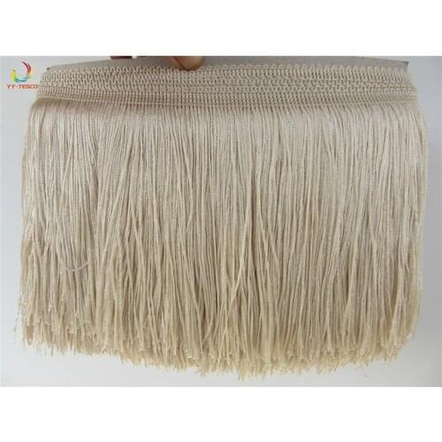 10 yard/lot 15CM Long Beige Polyester Fringe Trim African Tassel Ribbon Lace Sew Latin Dress Garment Curtain DIY Accessories