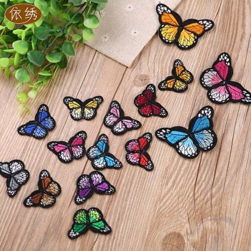 100pcs/lot Large Small Butterfly Embroidery Patches Clothing Decoration Sewing Accessories Gift Diy Iron Heat Transfer Applique