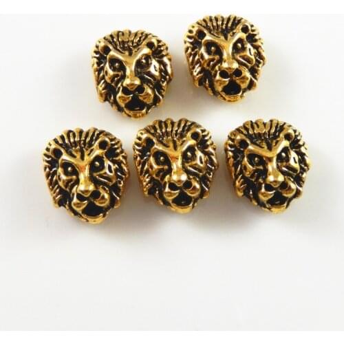 20Pcs Gold Lion head beads for bracelet bangle Charms Necklace Making DIY Fashion Jewelry Animal Vintage GiftColor
